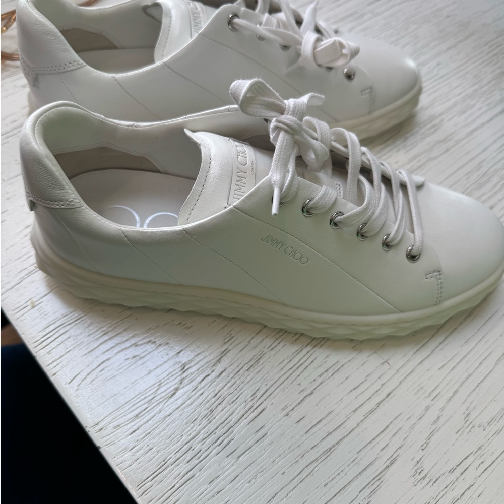 Jimmy Choo Ivory Leather Sneakers